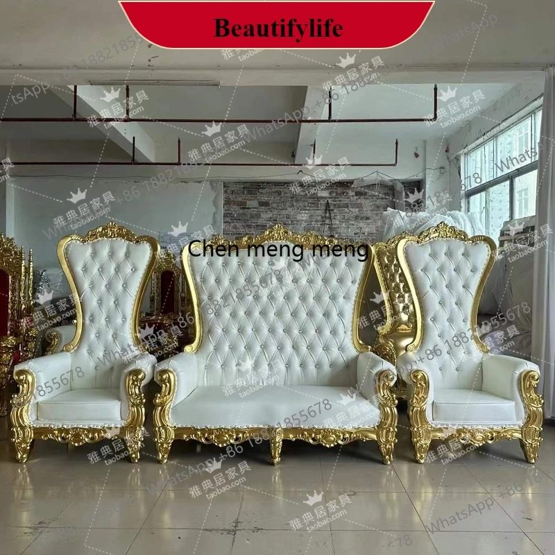 

G153 European classical double sofa combination wedding high back chair hotel lobby sofa