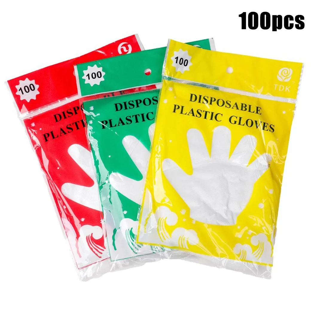 100PCS Disposable Gloves Food Grade Transparent Disposable Gloves Waterproof Transparent Plastic Multifunctional Safe Kitchen