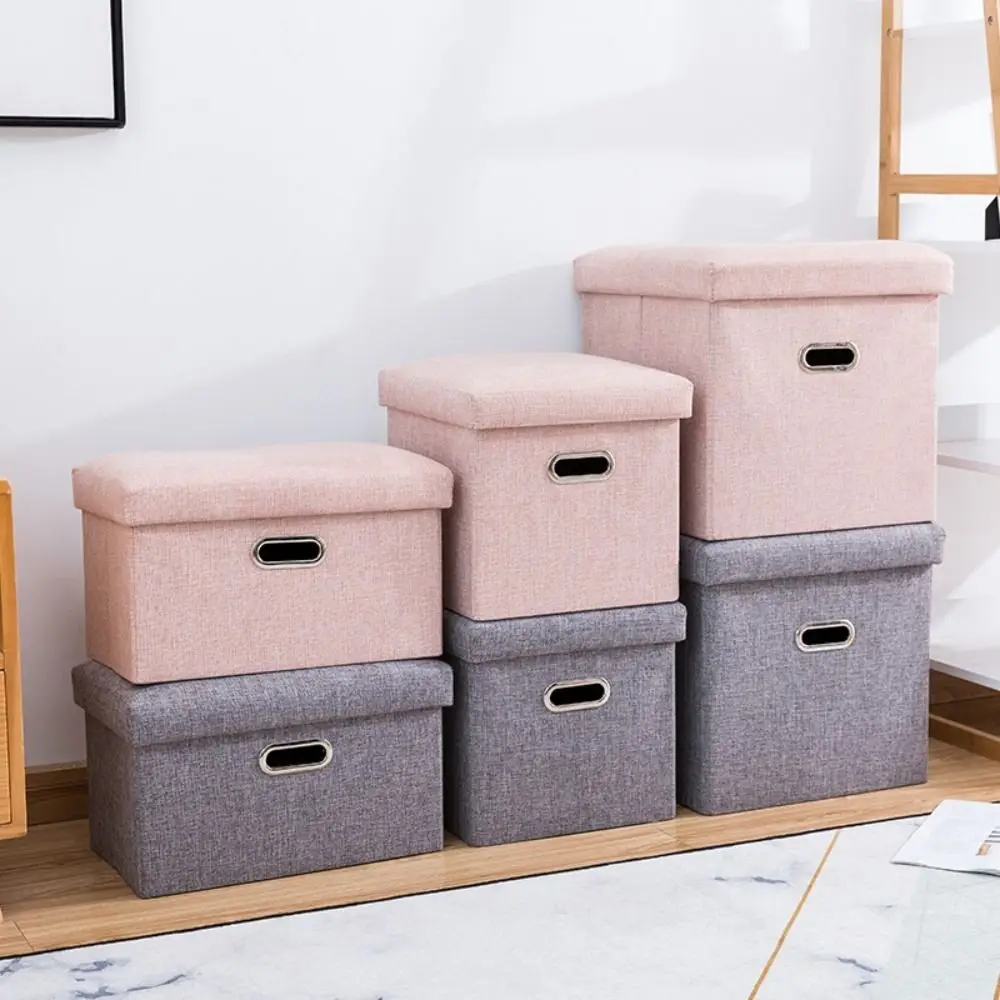 

Practical Foldable Storage Stool Large-Capacity Multifunctional Shoe Changing Stool Box with Handle Storage Footrest Adult Sofa