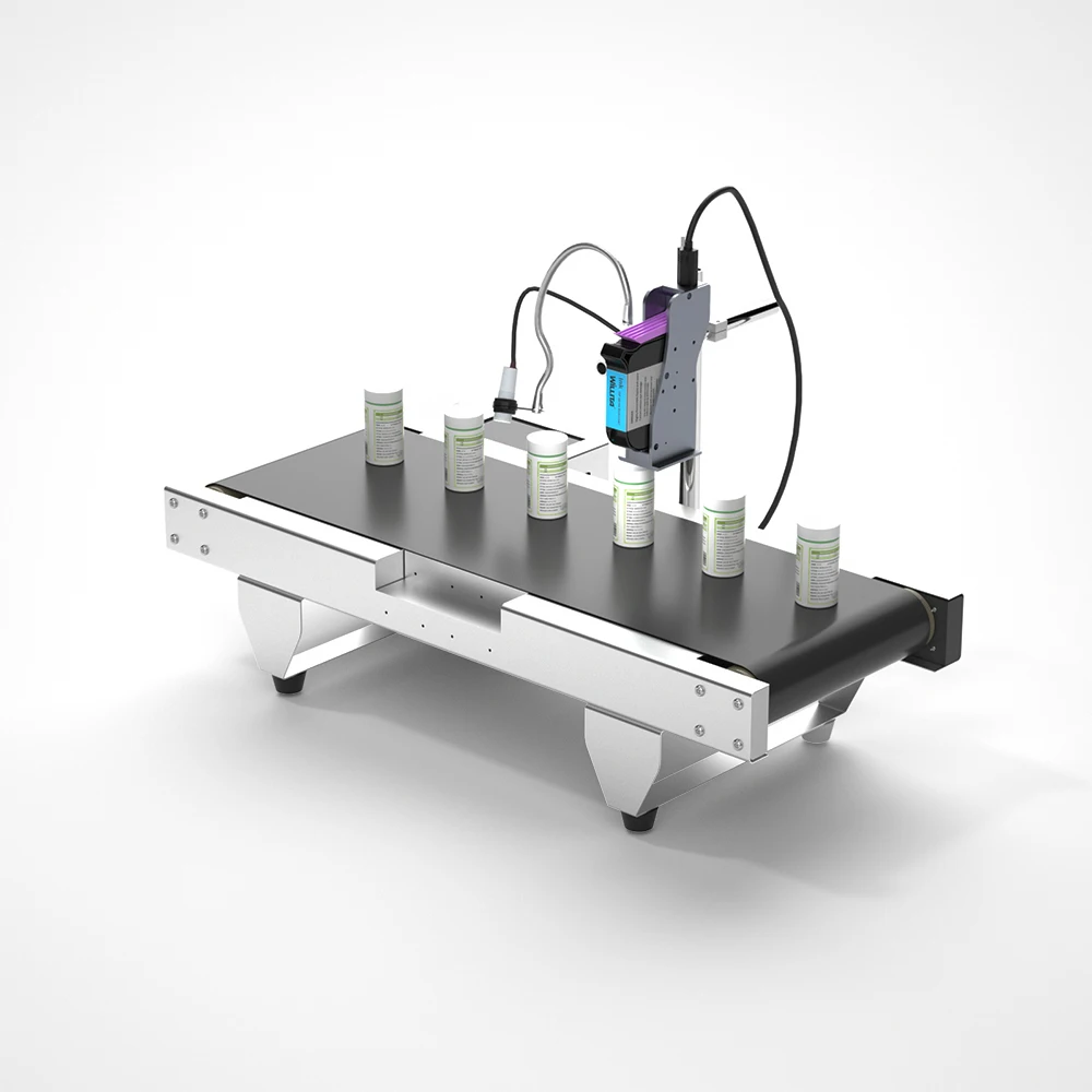 Mini Conveyor with Inkjet Encoder Printer Plastic Bag Bottle Carton Lot Number Date Print Code