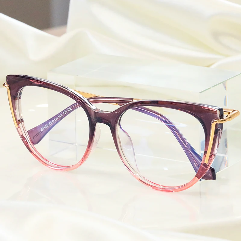 BEMORE Butterfly TR90 Metal Prescription Glasses Anti-Blue Light Photochromic Corrective Women's Optical Eyewear