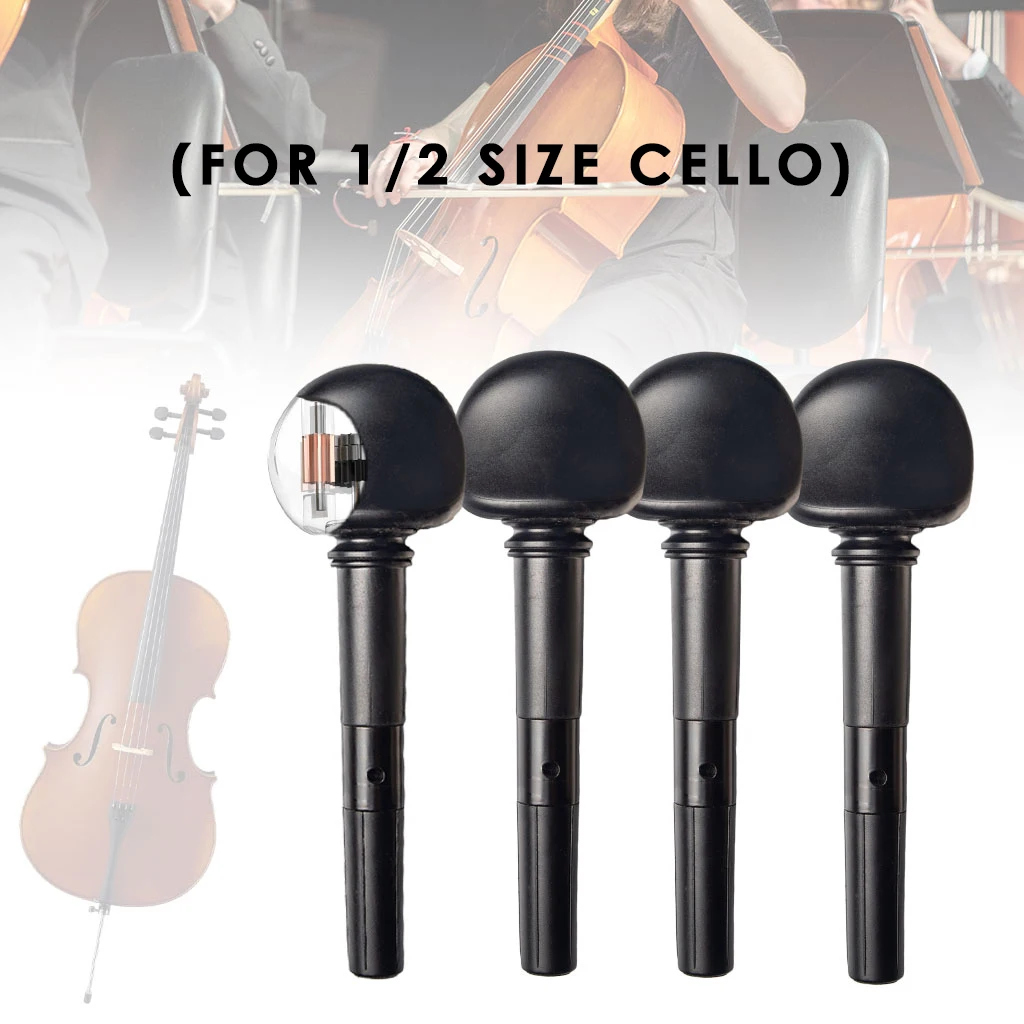 4PCS 1/2 Acoustic Cellos Scrolled Head Cello Geared Pegs Finetune Eays Tuning Pegs 1/2 Size Acoustic Electric Cellos Accessories