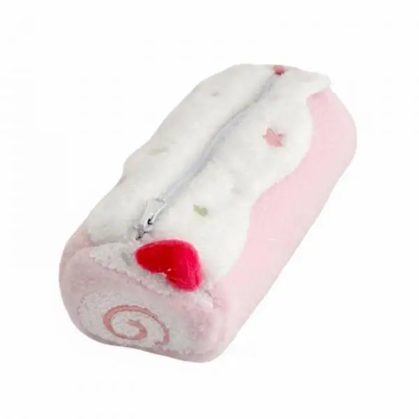 Soft Pink Pencil Case Large Roll Up Pen Bag Fuzzy Plush Pouch for Student Backpack Desk Organizer Cute School Supply