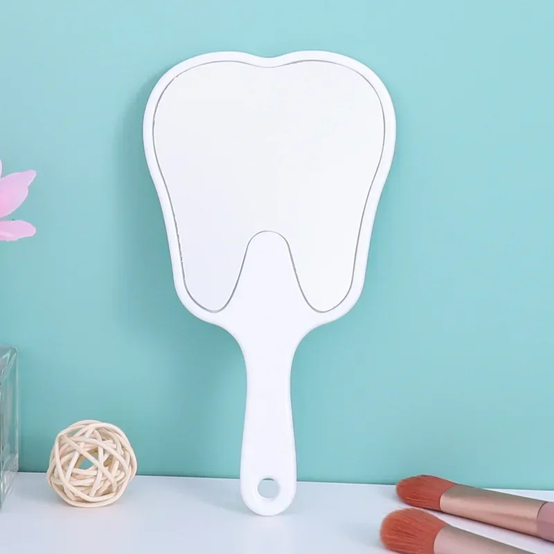 Handheld Tooth Shaped Mirror Cute Makeup Mirror Hand Held Dental Mirrors With Handle High Definition Makeup