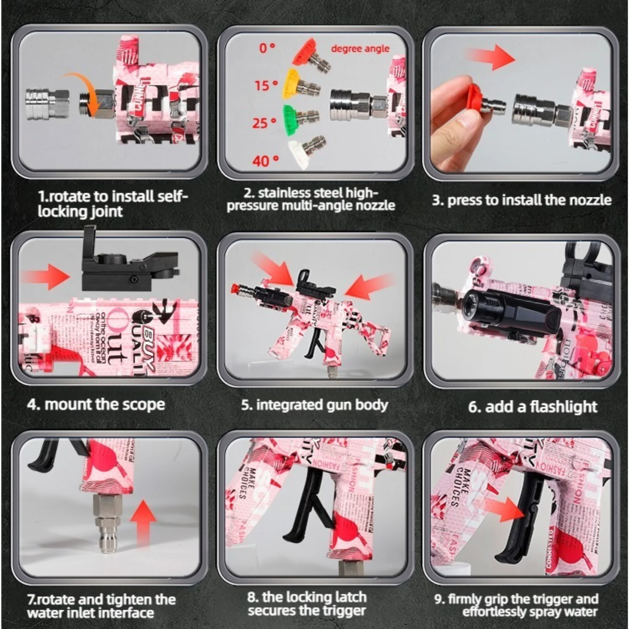MP5K Graffiti High Pressure Car Wash Gun Portable Power Washer Toy Gun For Car Outdoor Cleaning Fun Washing Tool Water Gun