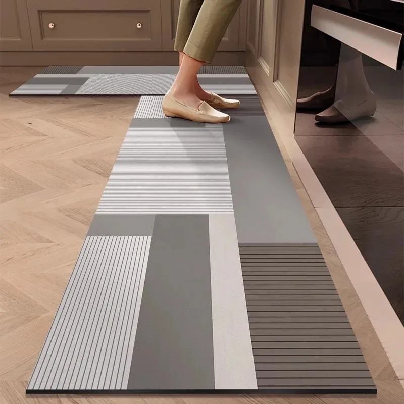 VIKAMA Modern Geometric Kitchen Floor Mat Non-Slip Absorbent Laundry Corridor Carpet Bathroom Entrance Door Mat Home Decoration