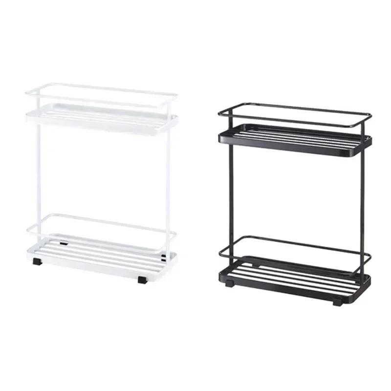 

Utility Storage Desk - Multifunctional Bathroom Shelf Transparent Drain Towel Holder for All-Match Scenes Metal Paint Bathrooms