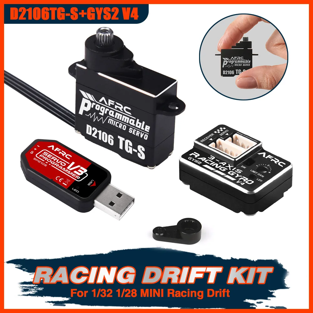 AFRC Professional GYRO V4 Programmable Metal Mini Servo Drift Kit for 1/32 1/28 1/24 Scale Mini Racing Cars Dirft