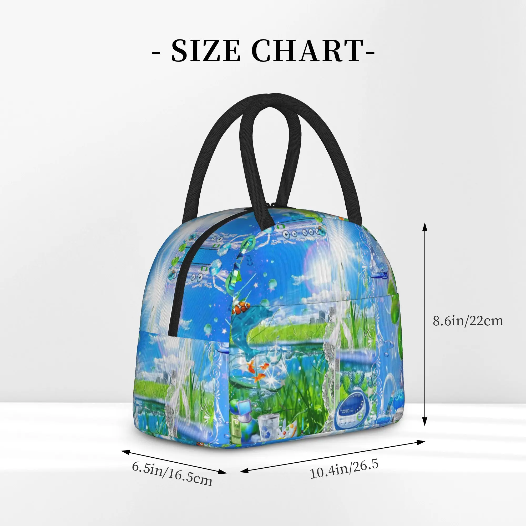 Frutiger Aero Art Vibes Scenery Tote Insulated Lunch Bag Fashion Portable Food Bags Leakproof Thermal Cooler Spacious Bento Box