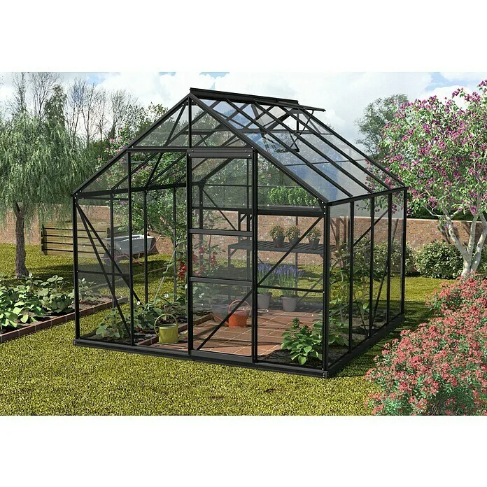 

Mini Glass Greenhouse Garden Shed with Roof Insulated Flower Stand Raised Garden Bed Plant Growing House