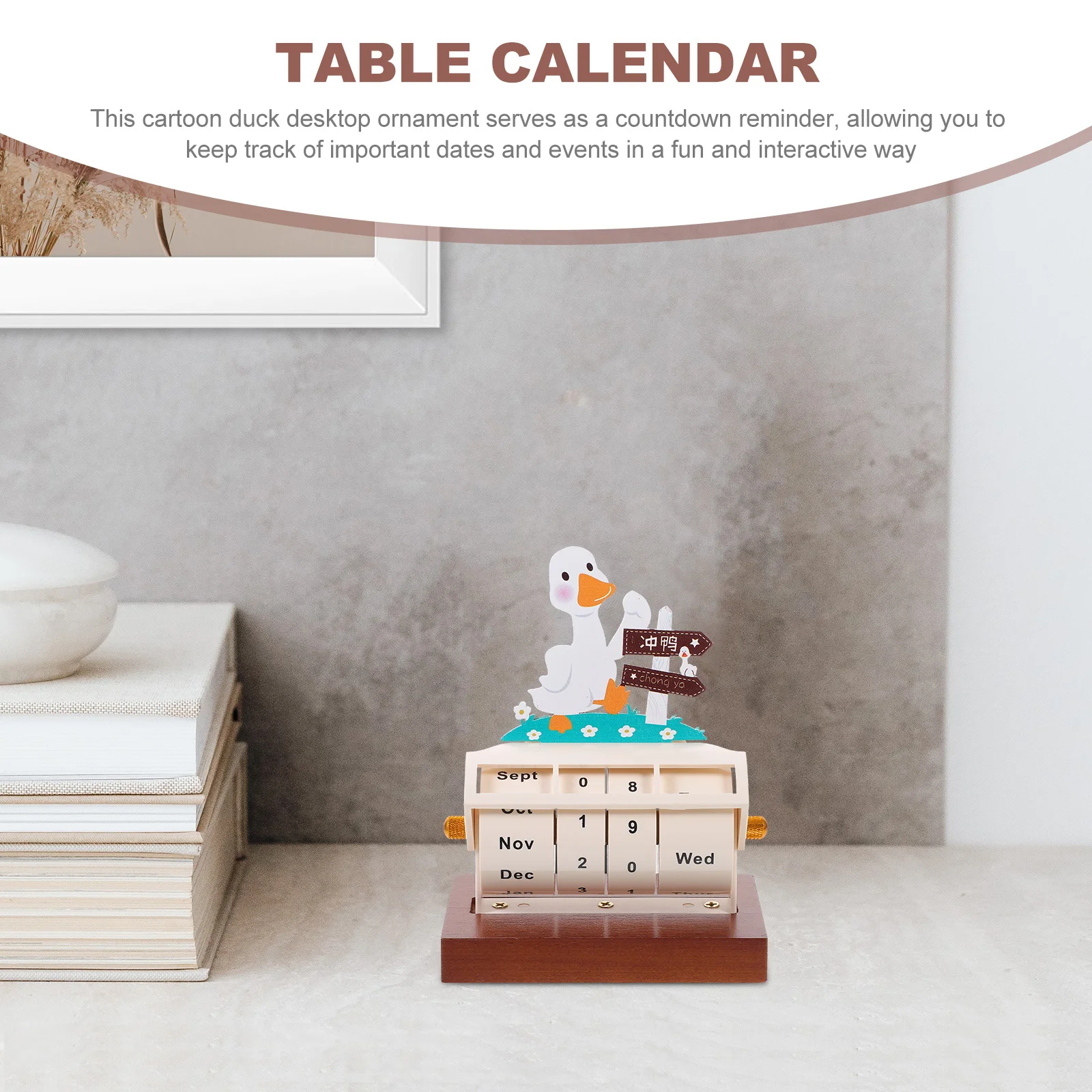 

Мини-креативный деревянный вечный календарь на 2024, вращающийся настольный декоративный блок для домашнего офиса, столешница, стоящее использование, мультяшное дерево