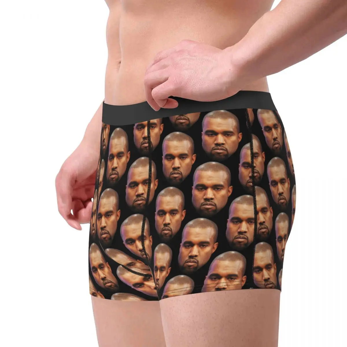 Custom Kanye West Funny Meme Underwear Men Stretch Boxer Briefs Shorts Panties Soft Sexy Underpants For Male