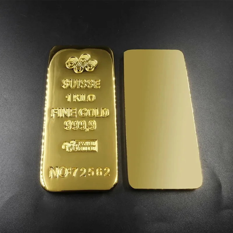 1:1 Copy Switzerland 1 kiloan/400g 24k emas Bar emas emas emas batangan replika Swiss Bullion perhiasan toko Bank tampilan anti-maling sampel