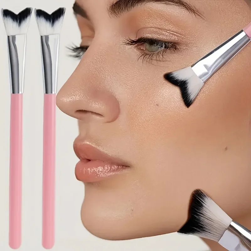 1 قطعة فرشاة كونتور بزاوية على شكل حرف V ، لنحت عظم الأنف/عظم الخد ، أداة تسليط الضوء والتظليل ، ملحقات مكياج احترافية