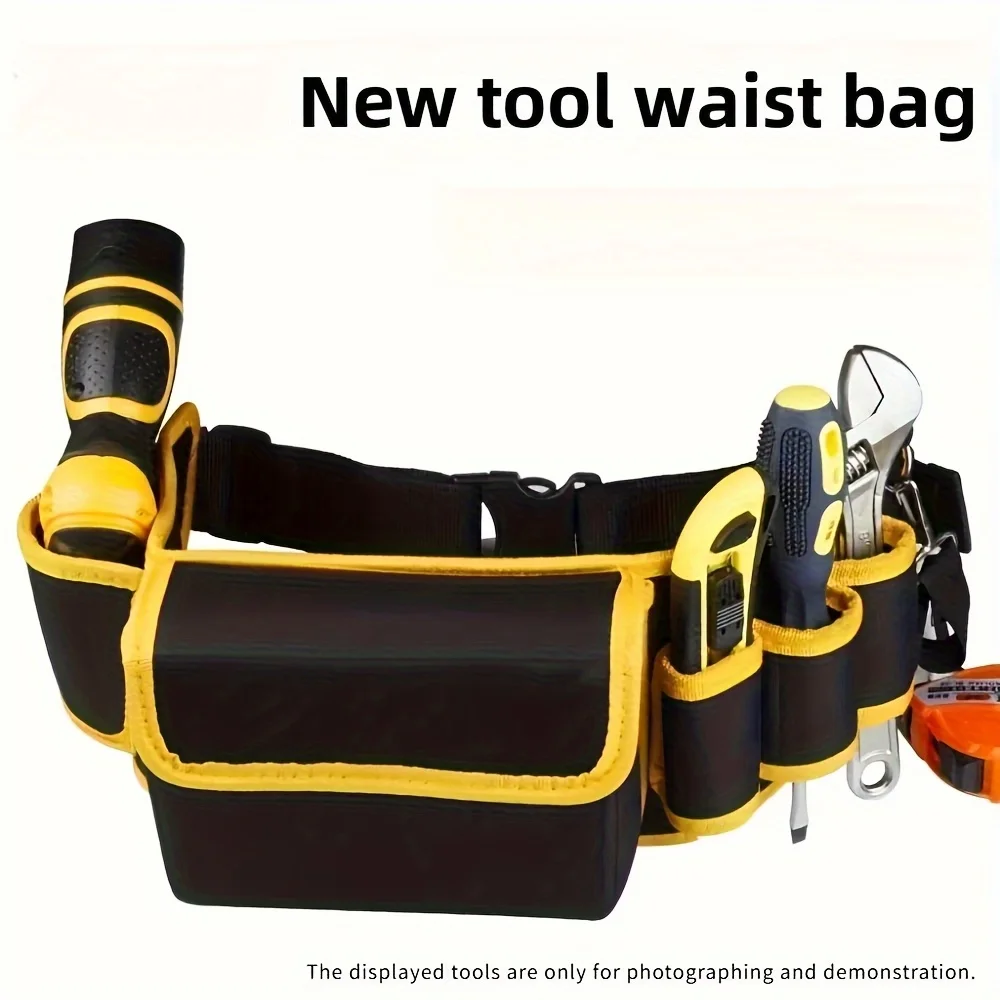1PC Portable Tool Waist Pouch - Adjustable Belt, Large-Capacity Wear-Resistant for Electricians & Carpenters