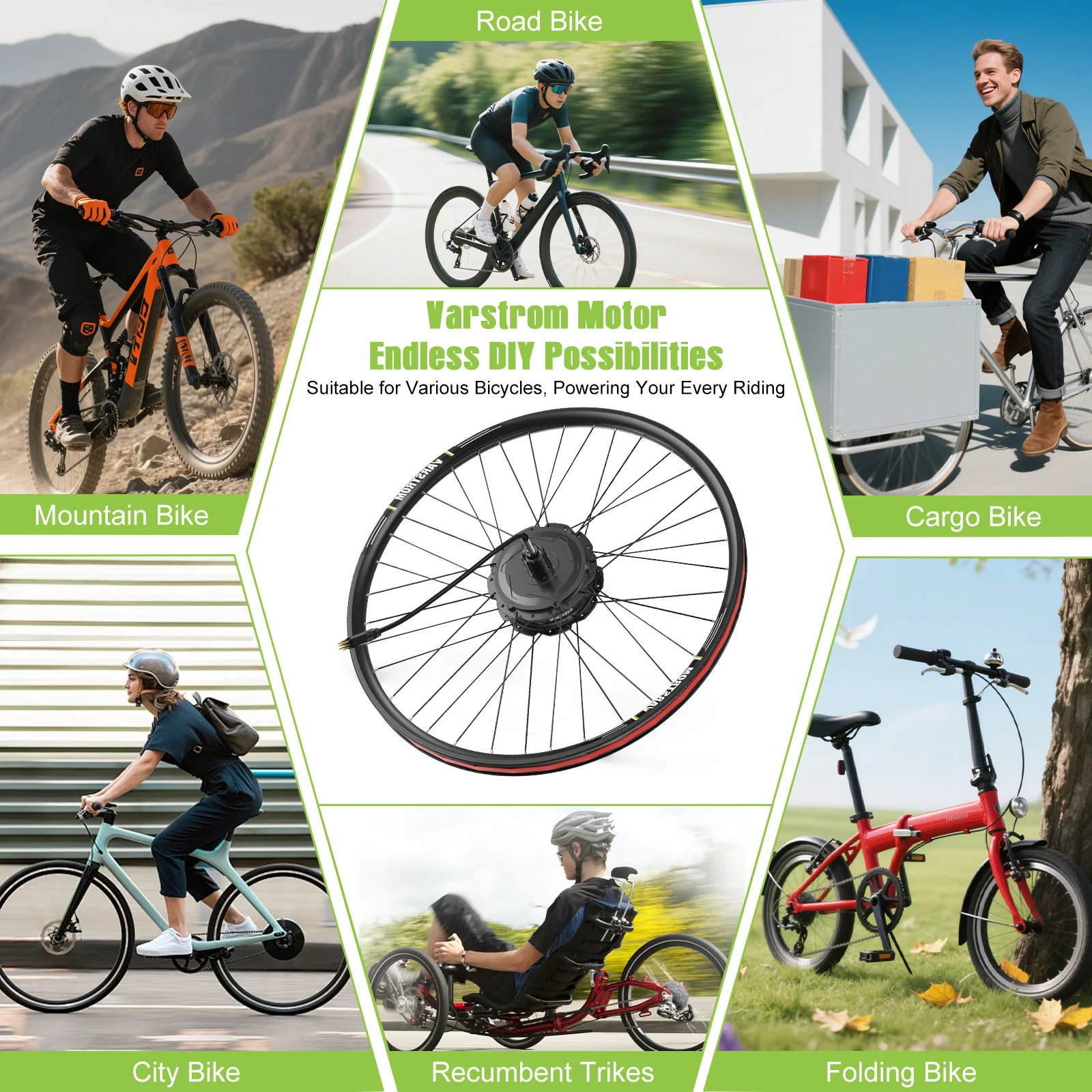 [3Day Delivery Hub Motor kit 750W 500W 48V Rear Cassette Powerful Varstrom 125XVH Electric Bicycle Conversion Disc Brake V-brake