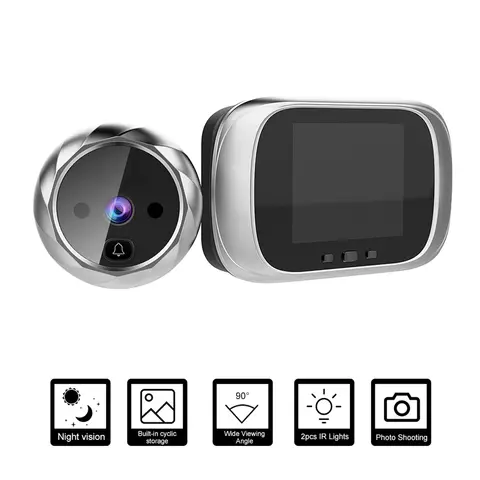 디지털 문짝 뷰어 구멍 문짝 카메라 초인종, 2.8 인치 야간 투시경 사진 촬영, 홈 보안용 디지털 문짝 모니터링
