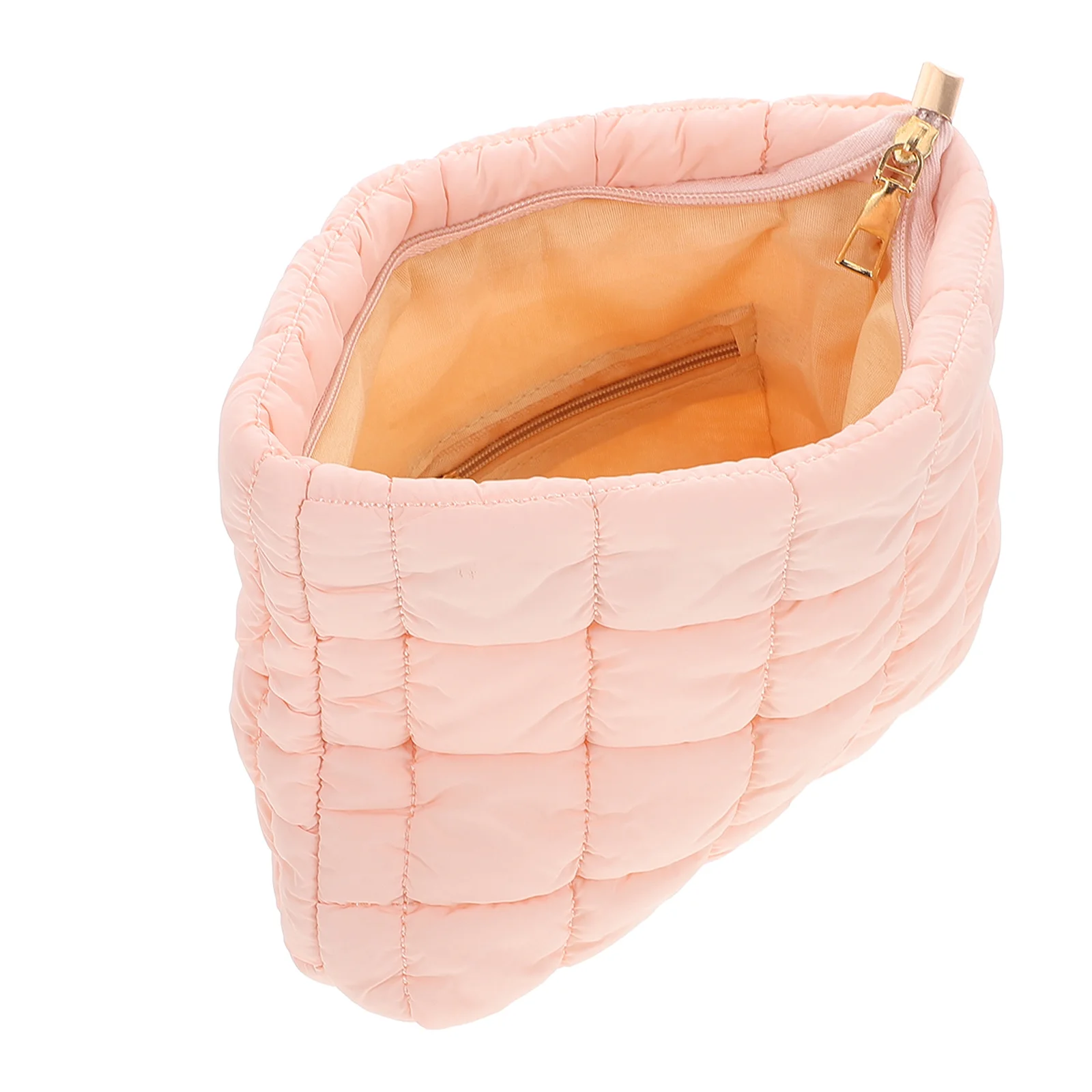 

Stylish Quilted Puffer Makeup Bag Compact Travel Toiletry Pouch for Women Cute Small Aesthetic Zipper Bag Feminine Daily