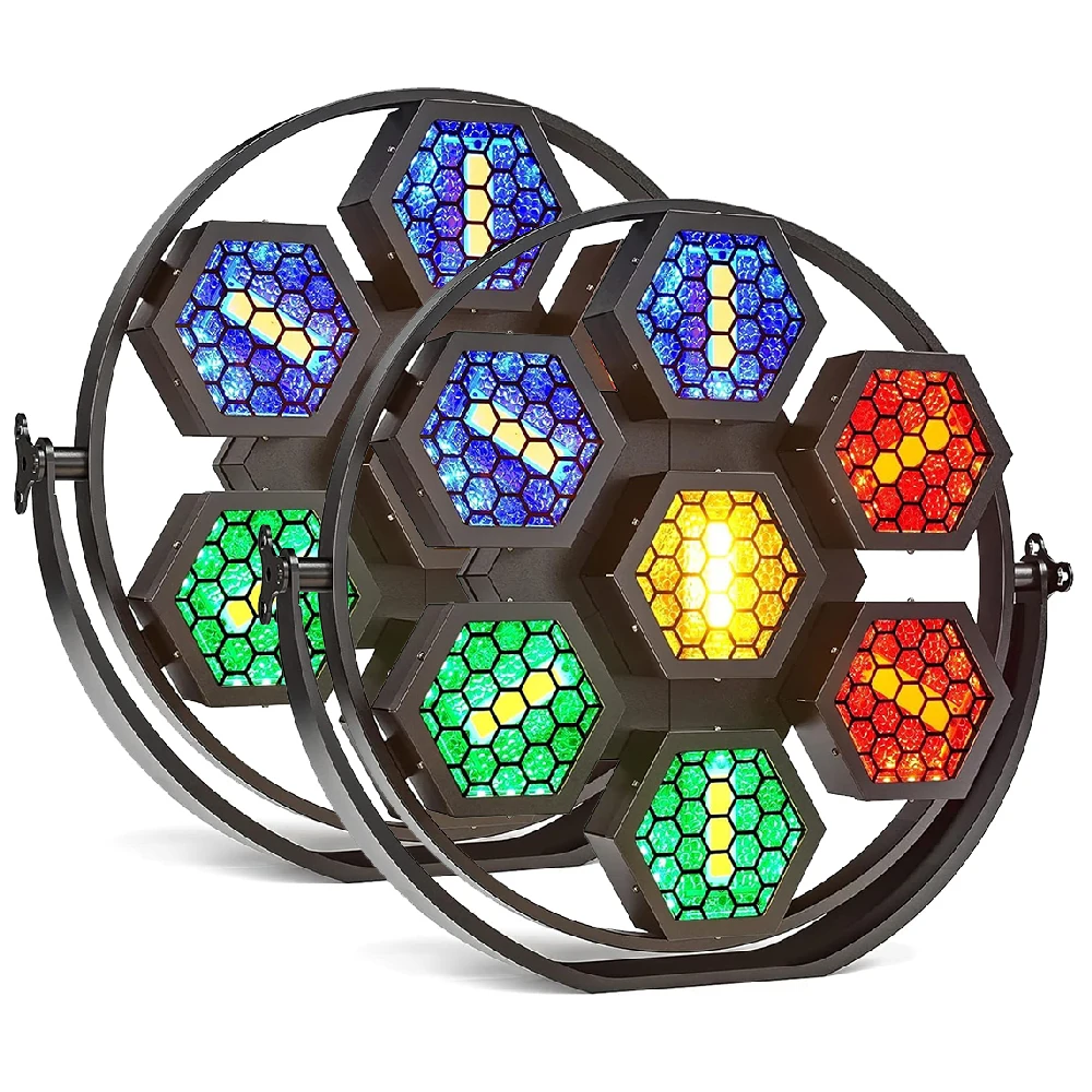 7X50W Gouden COB Vintage Stage Light 350W RGB LED Par Light DMX512 Pixel Control Geluidsgeactiveerde Strobe Auto Mode Master Slave Stageverlichting Voor Bar Disco DJ Concert Bruiloft Party Club Live