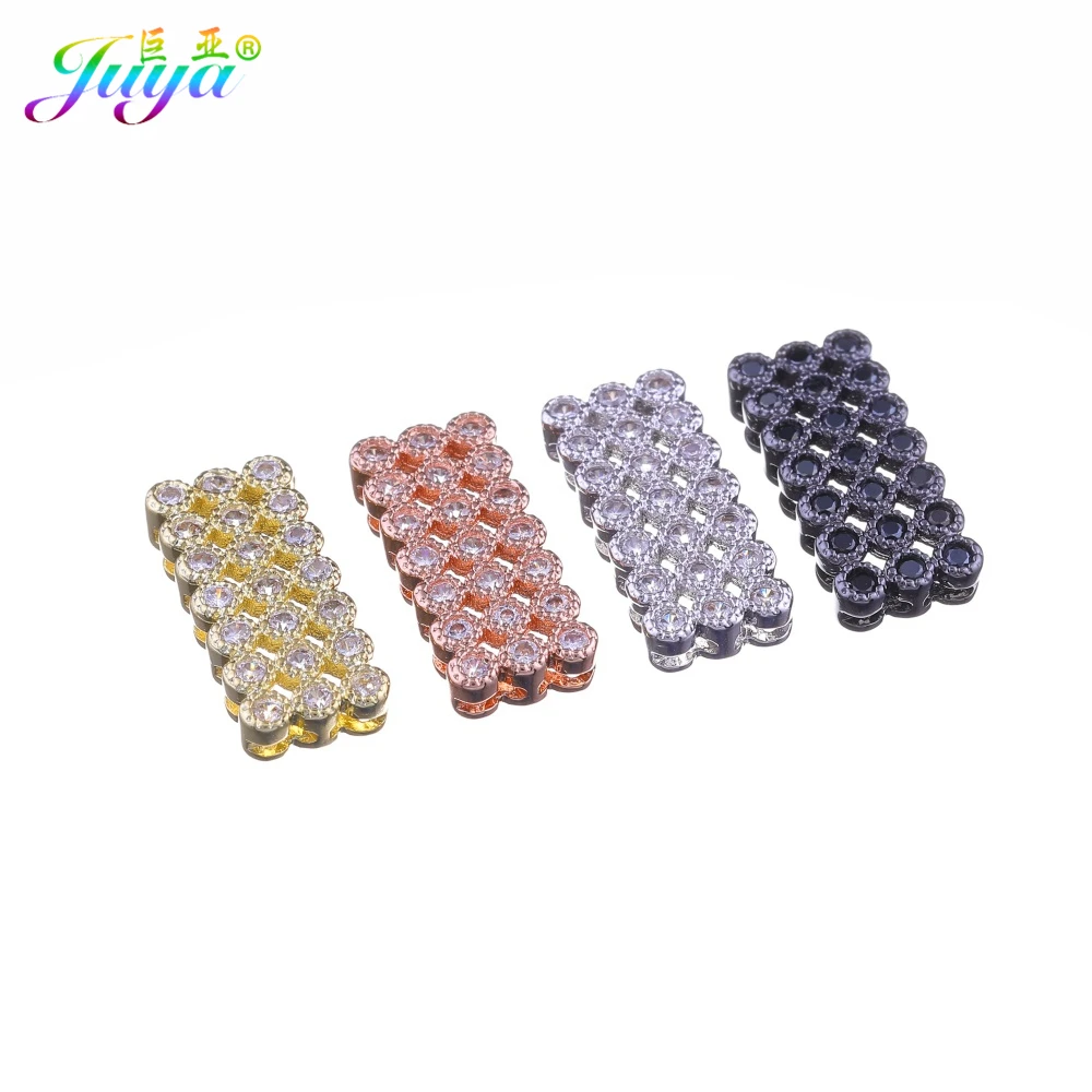 Juya DIY Multiple Rows Natural Stone Pearls Jewelry Making Components Micro Pave Zircon Hollow Copper Separator Spacers Supplies