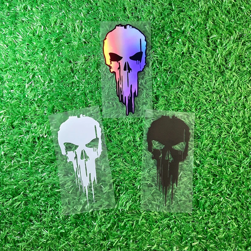 2pcs 2D Flat Dripping Skull Vinyl Sticker, Waterproof Decal For Motorcycle Fuel Tank Window Decor, Holiday Gift