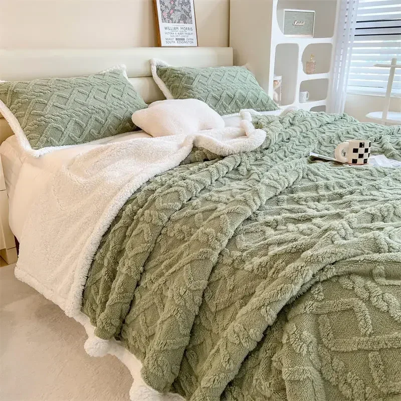 

Thickened Lamb Fleece Blanket Promotion Four Seasons Blanket Home Nordic Solid Color Napping Office Dormitory Sofa Blanket