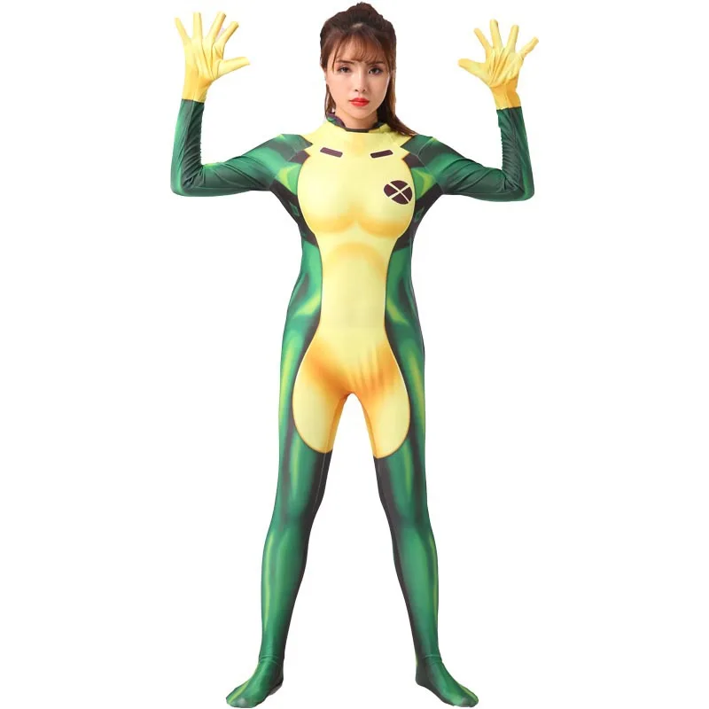 Movie Rogue Cosplay Costume X-MEN Polyester Zentai Party Jumpsuit Halloween Costume Anna Marie Women Girls Asian Size