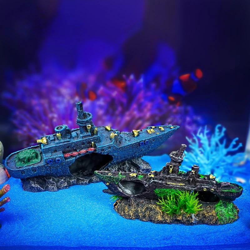 

Simulation Wreck Ornaments Fish Tank Landscape Aquarium Decor Fish and Shrimp Hiding Place Micro Landscape Fairy Garden Gift