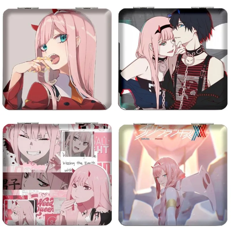 7×6cm Darling in the FranXX, Folding Double-sided Makeup Mirror, Anime Cute, Mini Portable Travel, Girls, Magnifying, Square