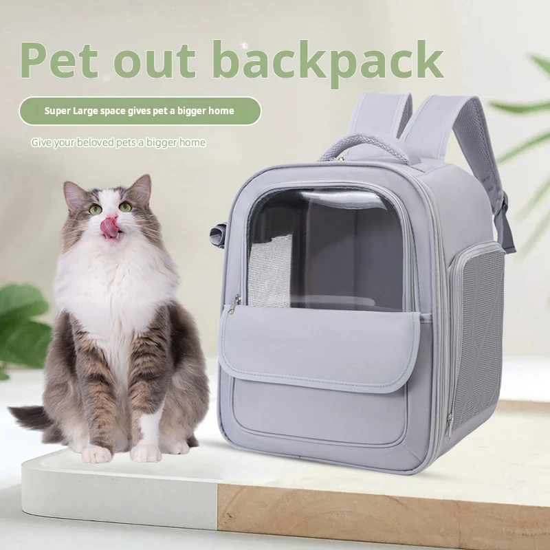 

Cat Backpack Outing School Bag Backpack Pet Bag Cat Travel Dog Cat Supplies Transparent Window Large Capacity Portable Cat Bag