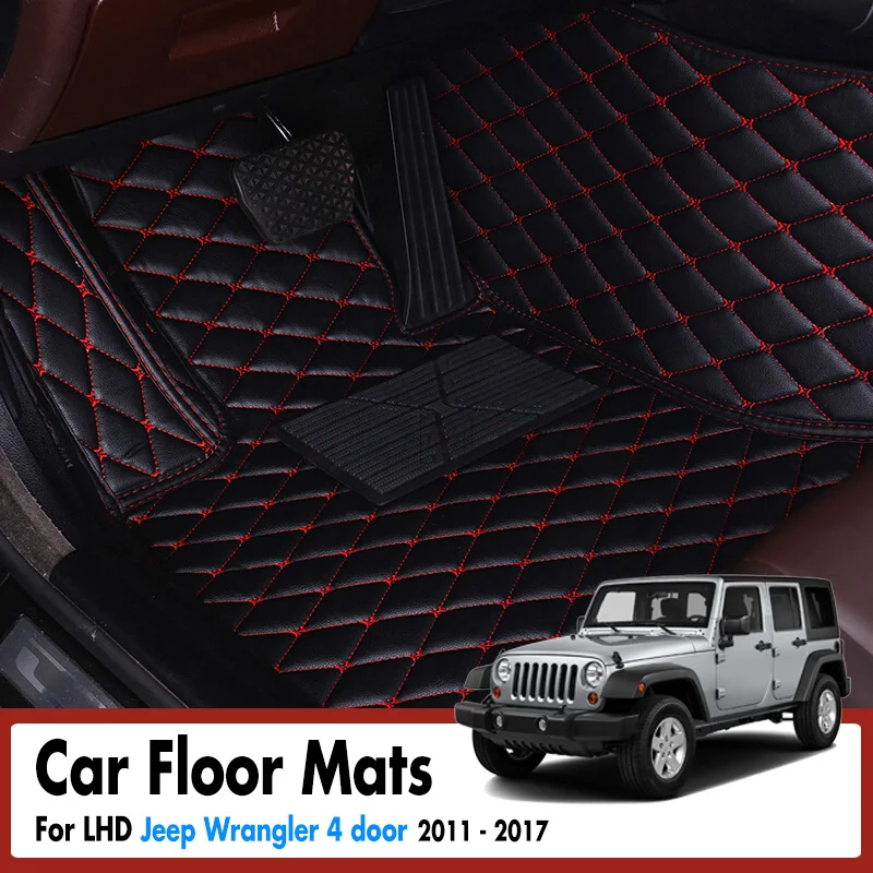 

Leather Car Floor Mat For Jeep Wrangler 4 door 2017 2016 2015 2014 2013 2012 2011 Waterproof Carpet Car Interior Accessories