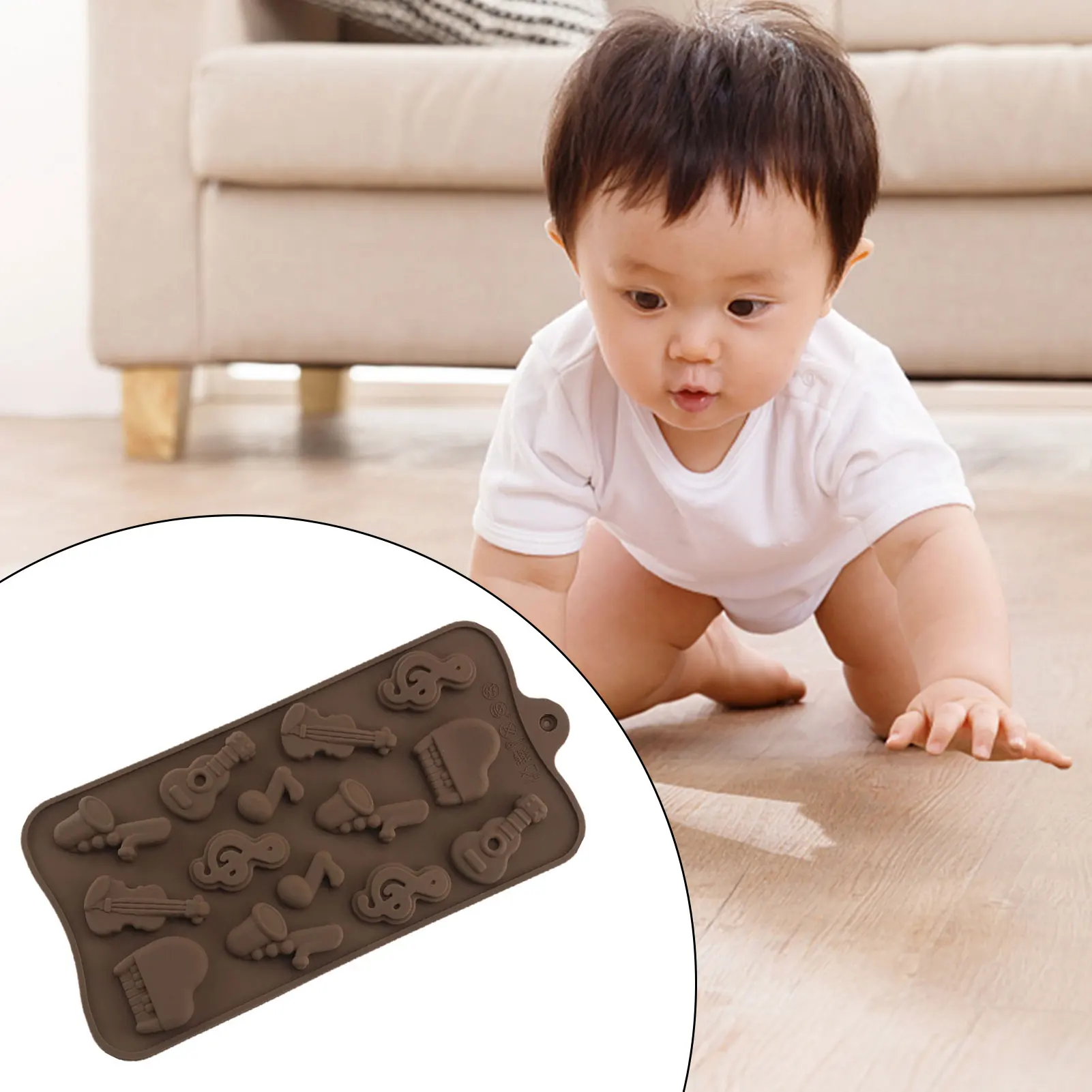 14 Cavity Music Note Molds Professional Silicone Chocolate Mold for Baking Cake Candy Soap Birthday Party Supplies DIY Tool