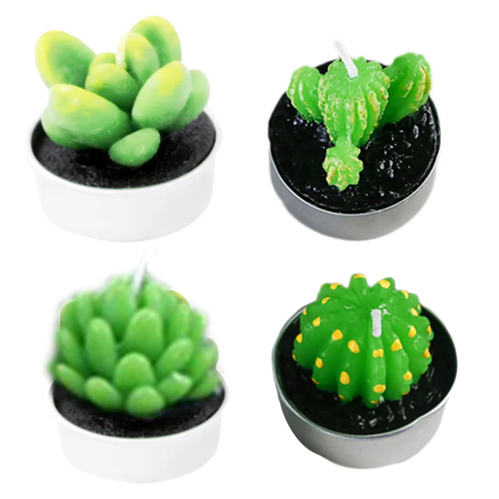 6PCS Creative Succulent Plant Candles Realistic Tealight Candles for Birthday Party Wedding Spa Home Decoration(Random Deliver)