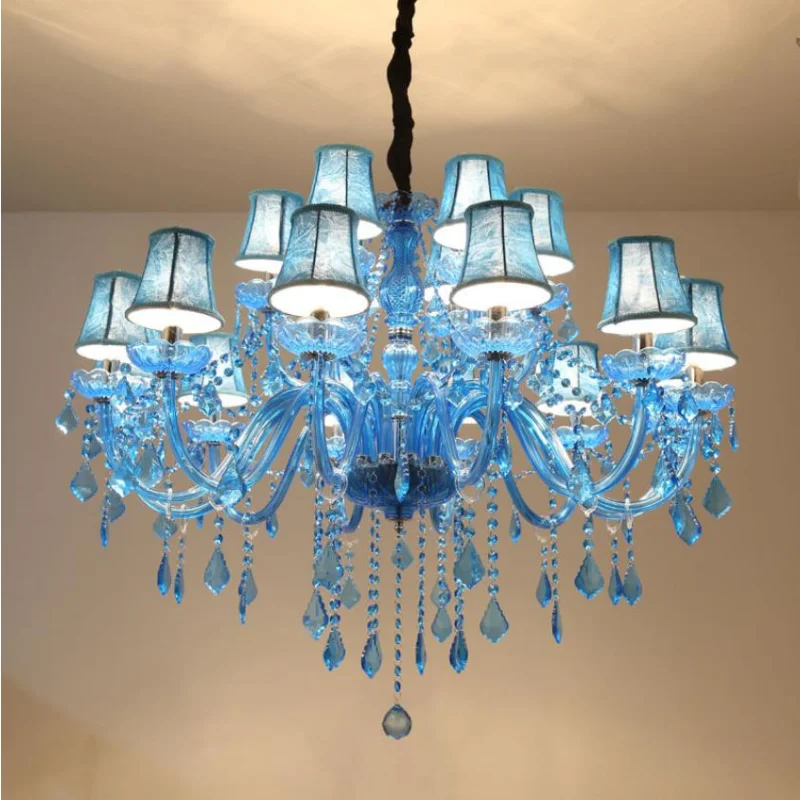 

European Mediterranean Blue Crystal Chandelier Cafe KTV Cafe Club Colored Chandelier