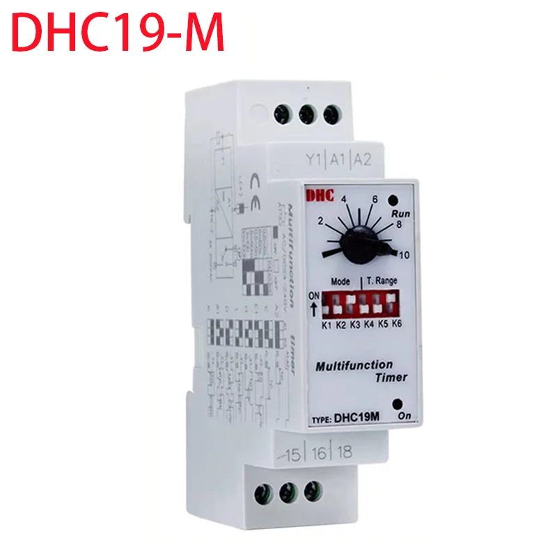 1pc Time Relay DHC19S-S DHC19-M Dual Time Cycle Time Delay Relay DIN Rail Mounted Infinite Cycle Timing AC/DC24-240V Input Timer