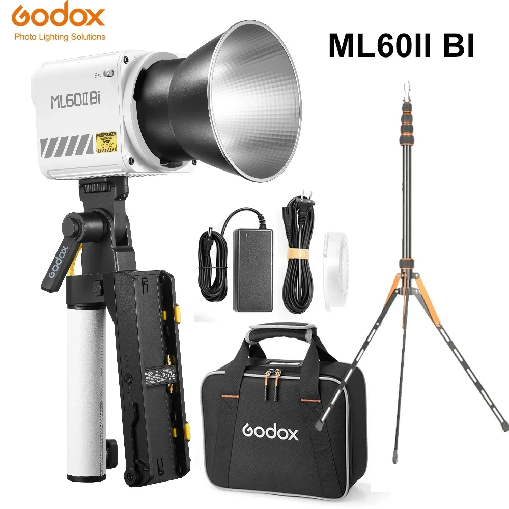 

Godox ML60II BI Photography Fill Light Outdoor Portable COB LED Studio Video Light 2800K -6500K APP Control