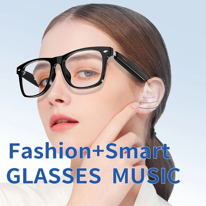 Lunettes intelligentes sans fil Bluetooth, anti-lumière bleue, lunettes de soleil, microphone intégré, haut-parleurs, assistant tactile et vocal, compatible Gl