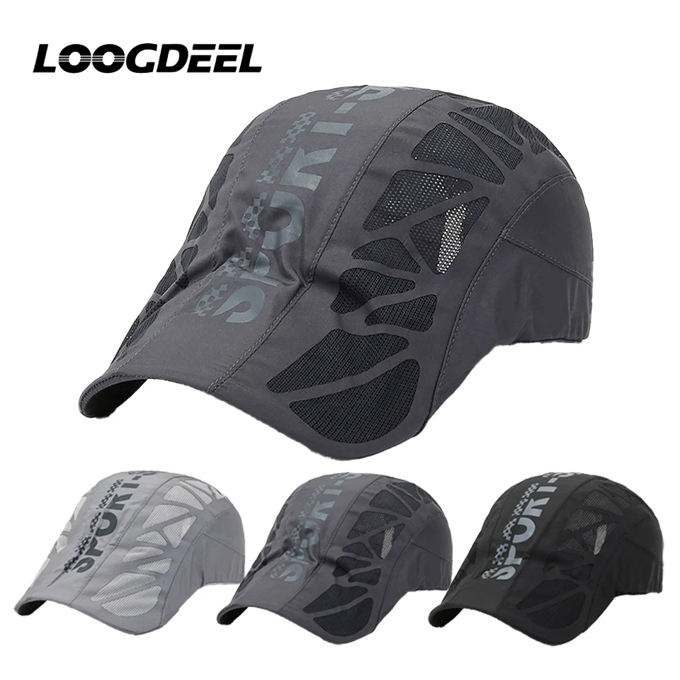 LOOGDEEL تنفس شبكة التجفيف السريع قناع قبعة في الهواء الطلق Gorro Hombre Boina قبعة الجولف موضة الصلبة قبعة مسطحة الصيف الرياضة قبعة الشمس