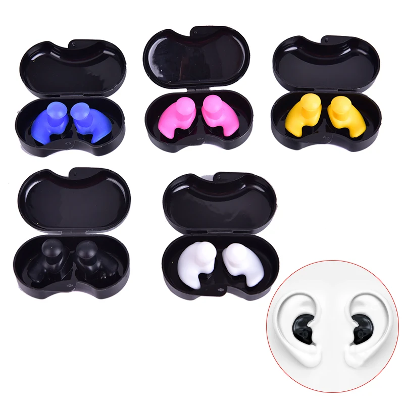 

1 Pair Diving Water Sports Swimming Accessories With Collection Box Soft Waterproof Earplugs Dust-Proof Ear Silicone Sport Plugs