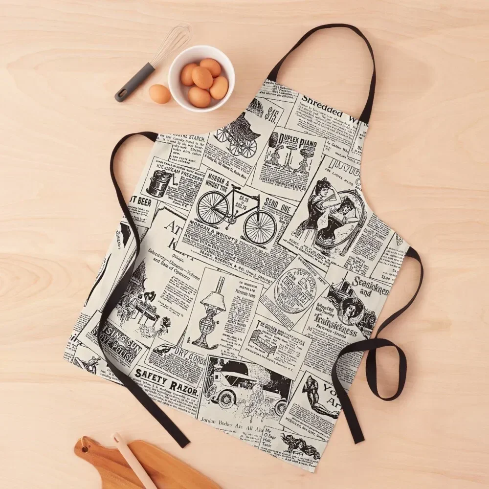 

VINTAGE NEWSPAPER PATTERN Apron professional hairdresser household woman work gowns for women cleaning Teacher Apron