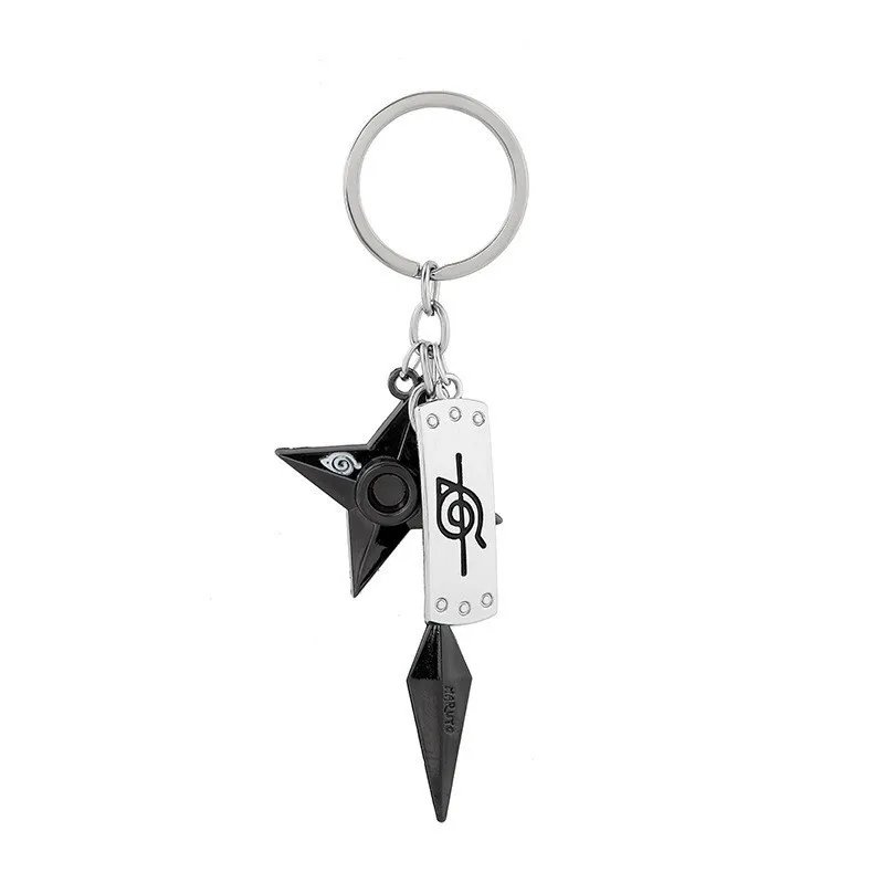 Naruto Anime Peripheral Sasuke Keychain Naruto Shuriken Akatsuki Red Cloud Sharingan Metal Logo Pendant Cartoon Festival Gift view 4