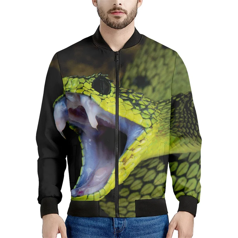 Horror Snake Graphic Zipper Jacket Men 3d Printed Animal Sweatshirt Women Spring Autumn Street Jackets Long Sleeve Zip Up Coats