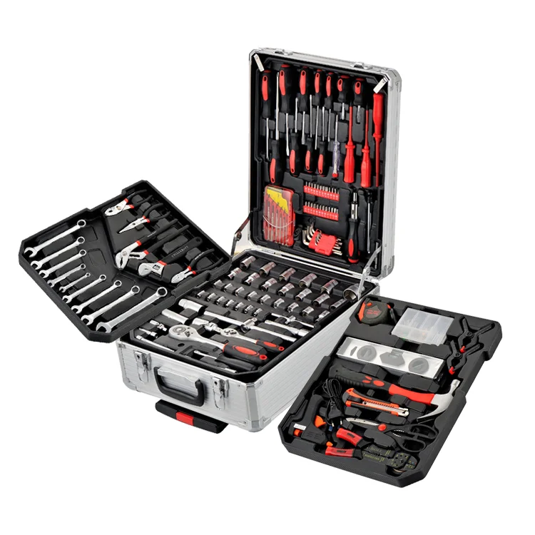 

Professional 186 Pcs Auto Mobile Repair Tool Sets Aluminum Suitcase Socket Wrench Kits With Sickle In Hard Case