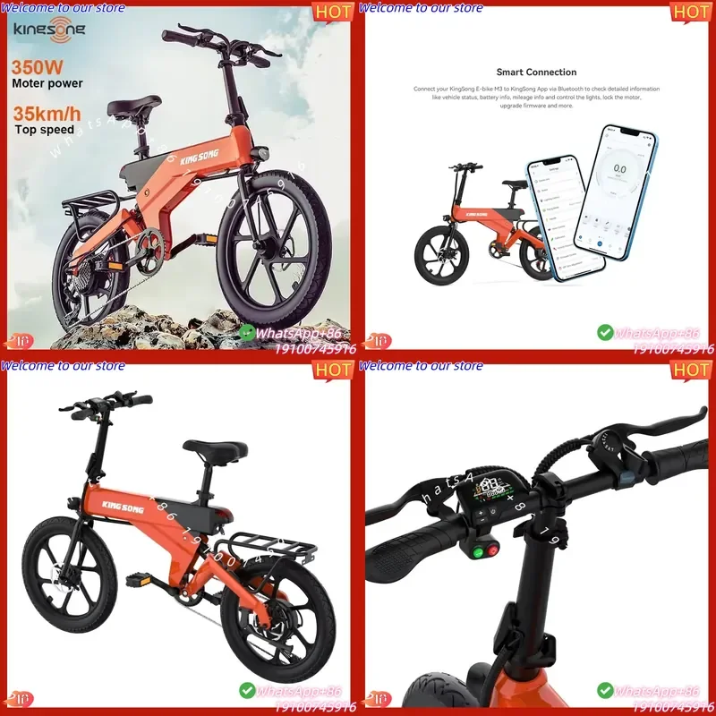 2026CE Kingsong M3 E Bike Electric Bicycle APP Control E-Bike Ebike 48V 7.8Ah Rear Suspension 20inch Tire Electric Bike for