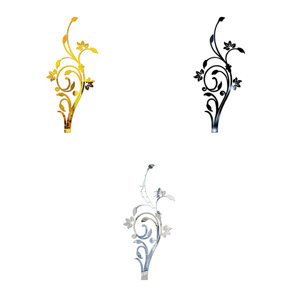 

Creative Acrylic Flower Mirror Wall Sticker Black DIY for Bedroom Living Room Home Reflective Mirror Wall Decal