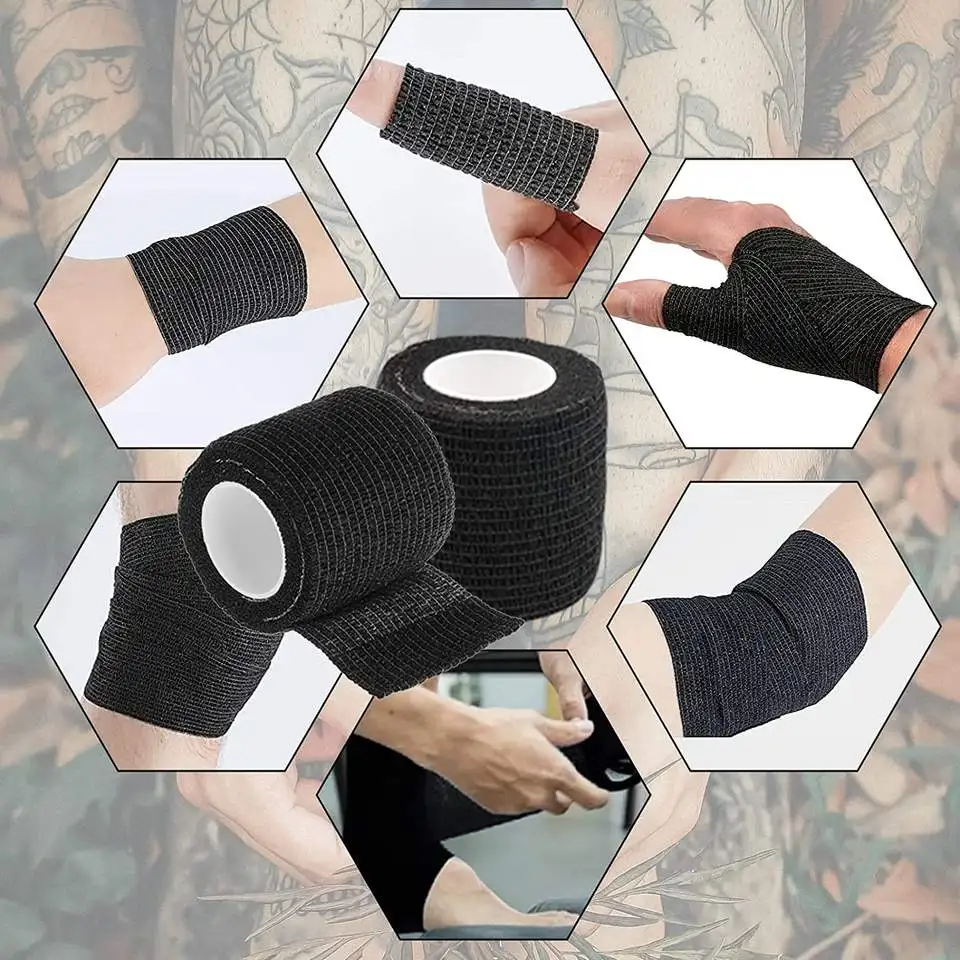 Tape Tattoo Handle Bandage Anti-slip Athletic Nonwoven Waterproof Disposable Self-adhesive Elastic Bandage Grip Cover Wrap