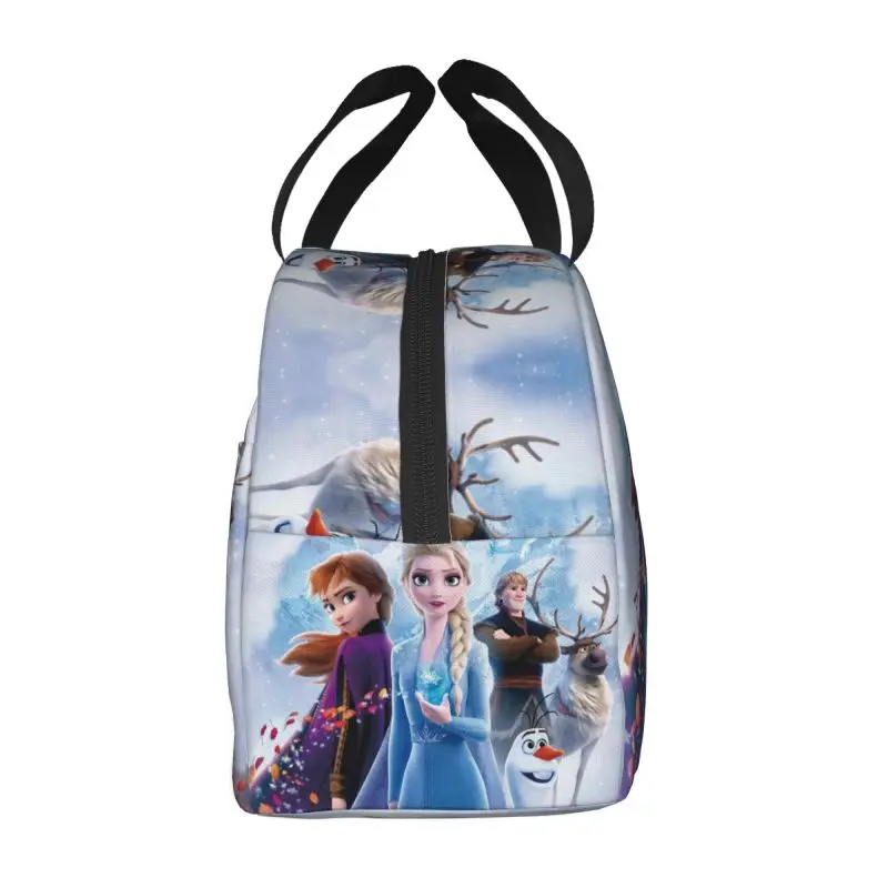 Custom Cartoon Frozen Princess Insulated Lunch Bag Anna And Elsa Waterproof Cooler Thermal Bento Box Food Container Tote Bags