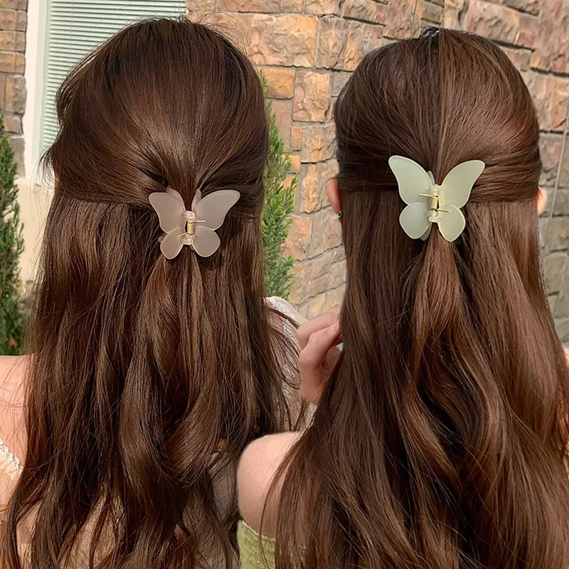 Elegant Butterfly Hair Claws Women Cute Matte Transparent Fairy Butterflies Hair Clips Hairpin Girls Headwear Hair Accessories