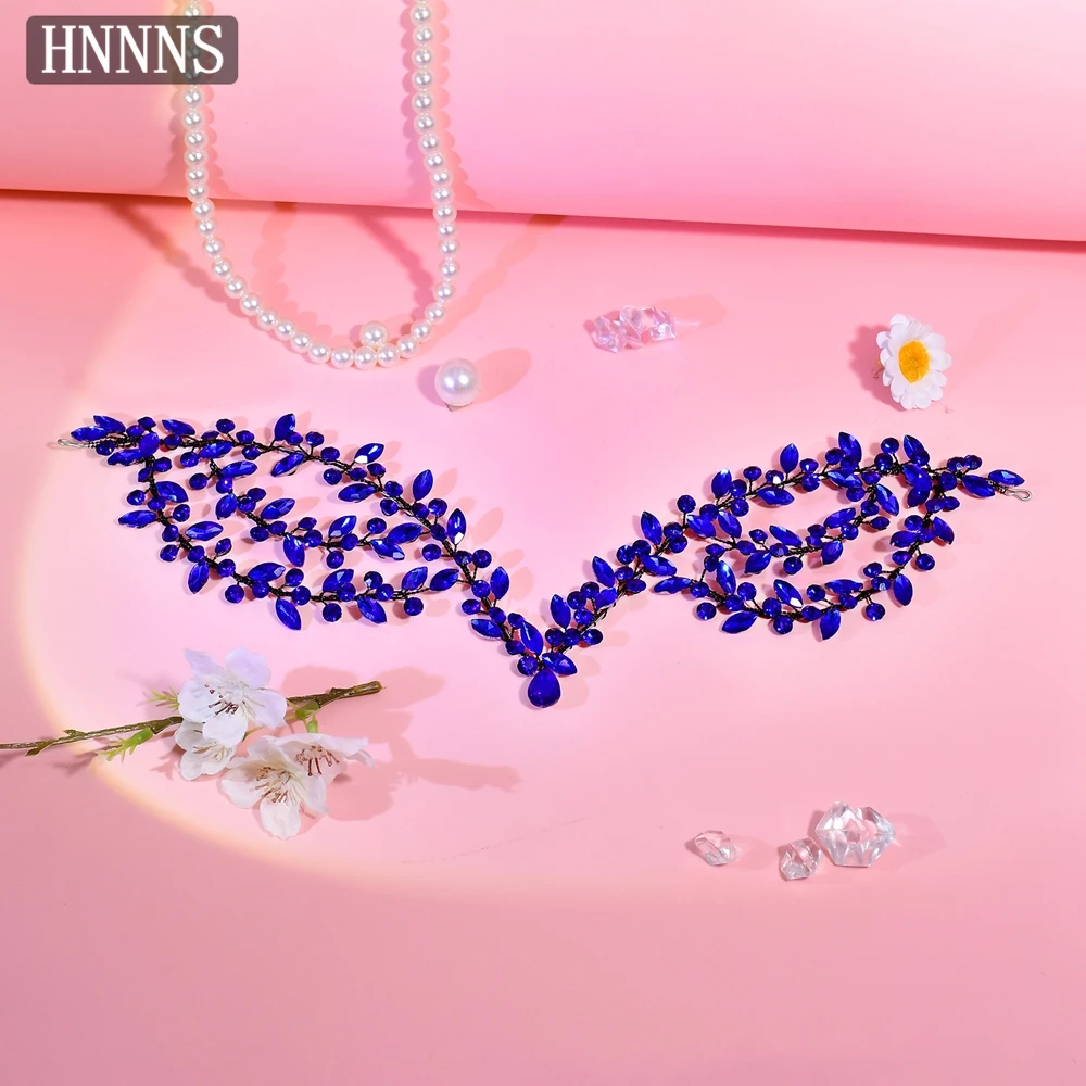 

HNNNS Elegant Forehead Chain Blue Rhinestone Headpiece Indian Style Hair Accessories Bridal Wedding Dress Accessories A226