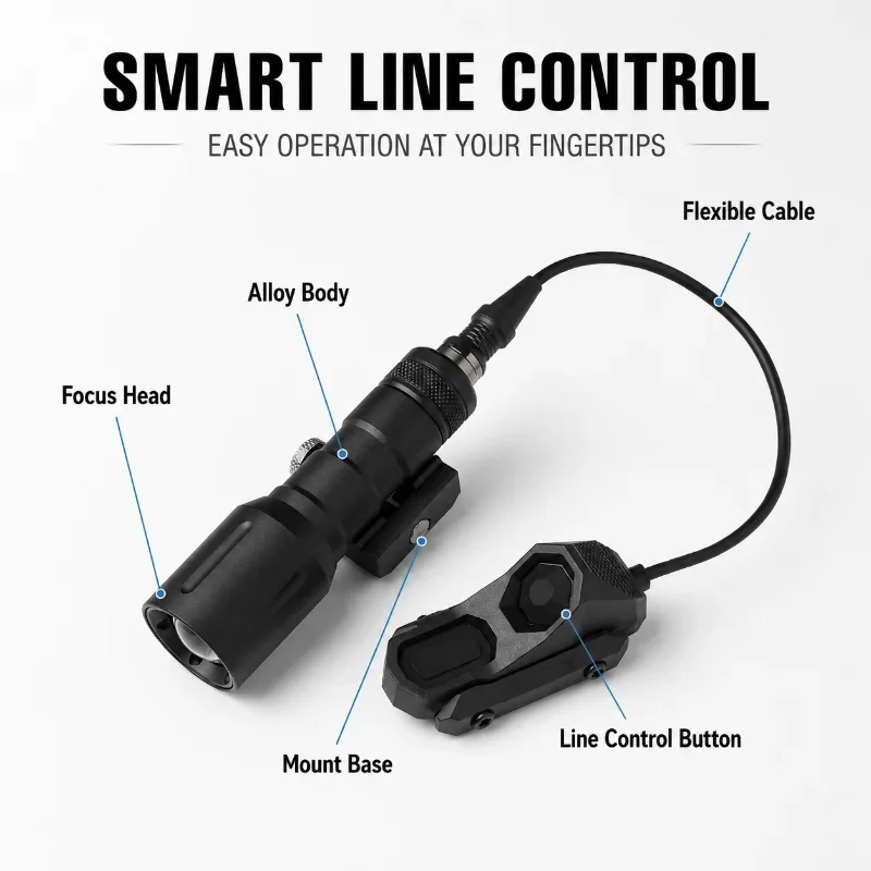 Alloy High Bright LED Flashlight with AX Remote Pressure Switch 20mm Rail Mount Hobby Model Lighting Accessory